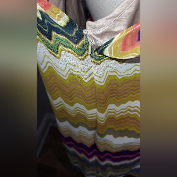 Vince Camuto Multi Color Wave Print One Short Slv One Drape Slv Dress Pre-owned - Picture 4 of 8